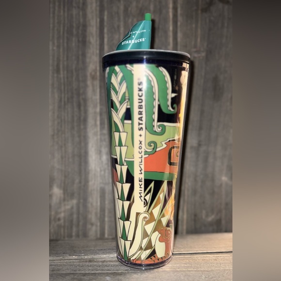 Starbucks Other - Starbucks Mike Willcox 24oz Cold Cup Tumbler 2024 Art Deco Birds Stars Design